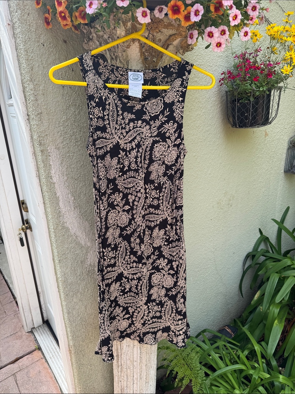 Laura Ashley Black & Cream Floral Paisley Midi Dress